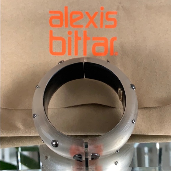 Alexis Bittar charcoal studded Lucite bracelet - Picture 3 of 4